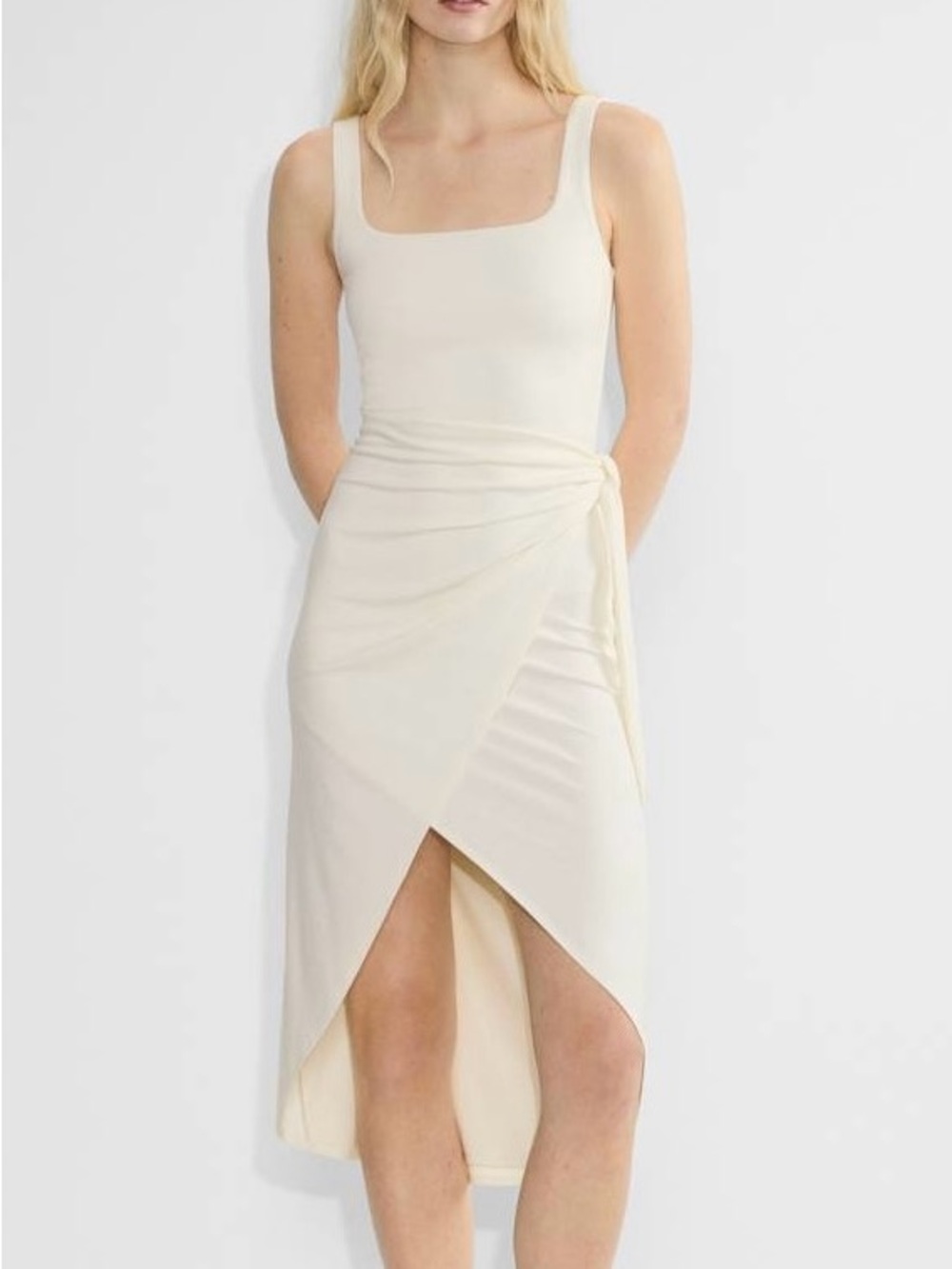 Aritzia Saturn Cream Midi Dress, size S